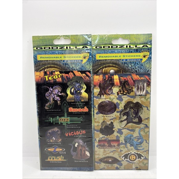 Other - Vintage 1998 Godzilla Collectible Sticker‎ Set Of 2 Stickers Godzilla Sticker